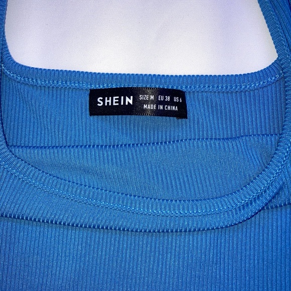 Shein Blue Ribbed Cropped Tank Top - Picture 3 of 5